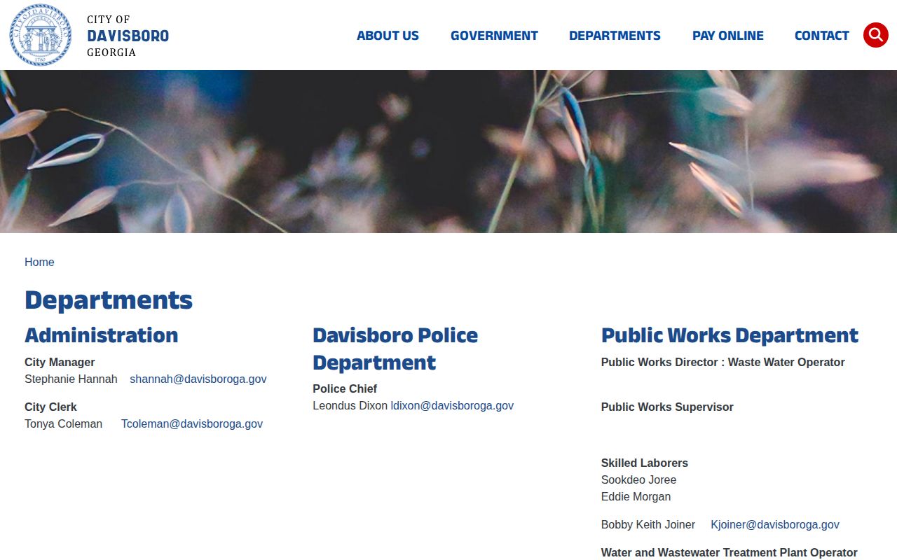 Davisboro Police Department and city contact information for Davisboro busted mugshots