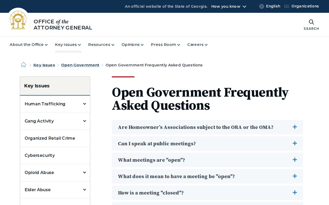 Georgia open government request guidance for Washington County booking records
