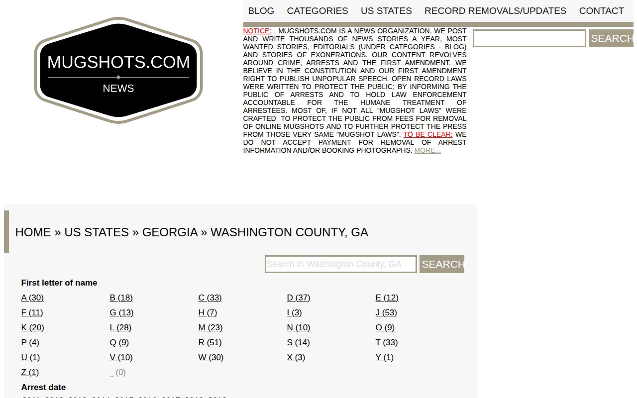 Historical unofficial Washington County mugshot database branch